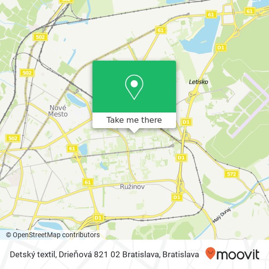 Detský textil, Drieňová 821 02 Bratislava map