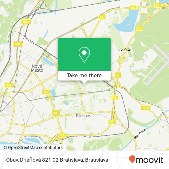 Obuv, Drieňová 821 02 Bratislava map