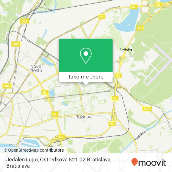 Jedalen Lupo, Ostredková 821 02 Bratislava map