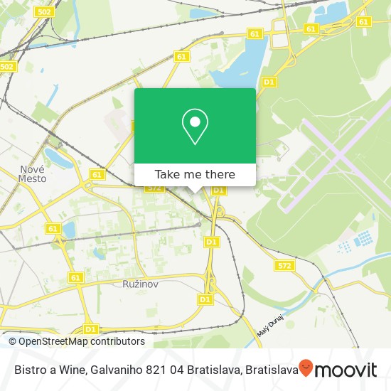 Bistro a Wine, Galvaniho 821 04 Bratislava map
