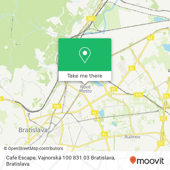 Cafe Escape, Vajnorská 100 831 03 Bratislava map
