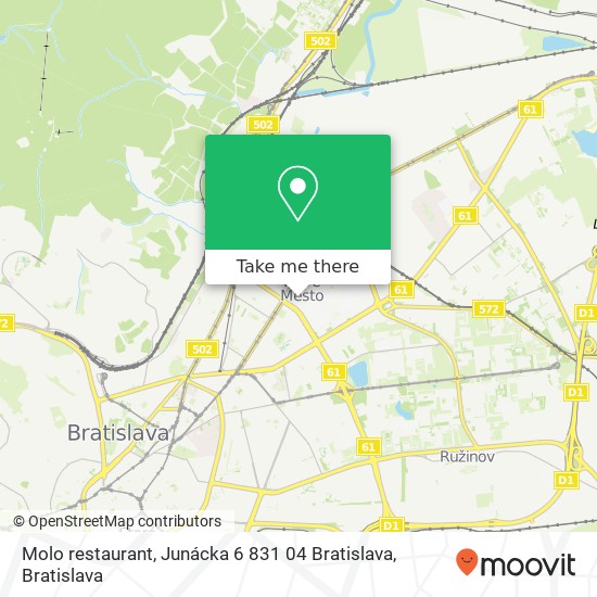 Molo restaurant, Junácka 6 831 04 Bratislava map