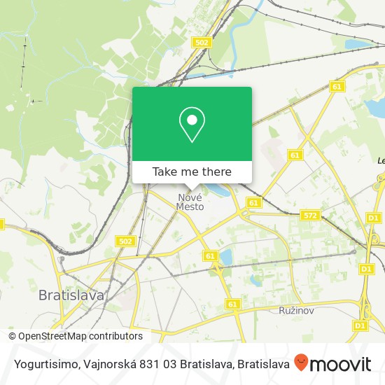 Yogurtisimo, Vajnorská 831 03 Bratislava map