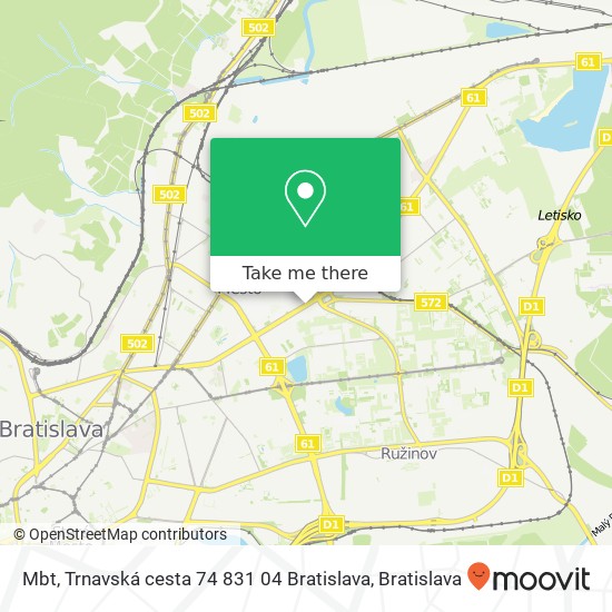 Mbt, Trnavská cesta 74 831 04 Bratislava map