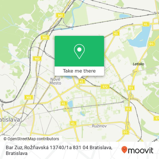 Bar Zuz, Rožňavská 13740 / 1a 831 04 Bratislava map