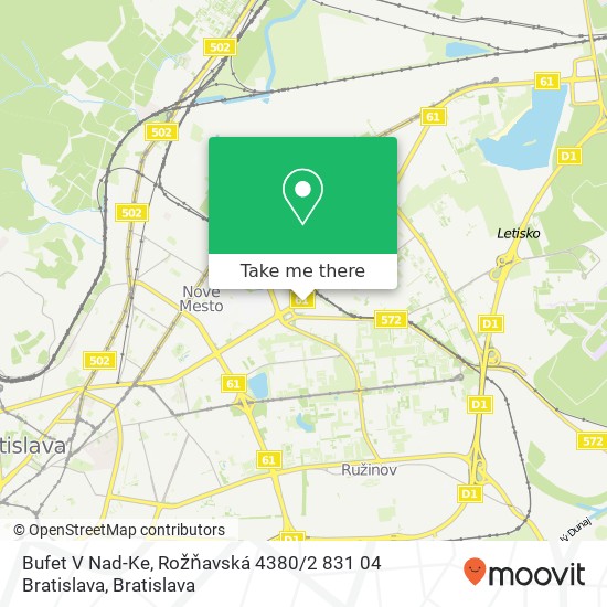 Bufet V Nad-Ke, Rožňavská 4380 / 2 831 04 Bratislava map