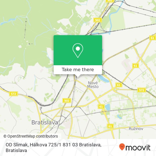 OD Slimak, Hálkova 725 / 1 831 03 Bratislava map