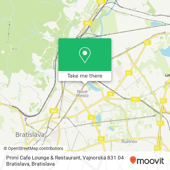 Primi Cafe Lounge & Restaurant, Vajnorská 831 04 Bratislava map
