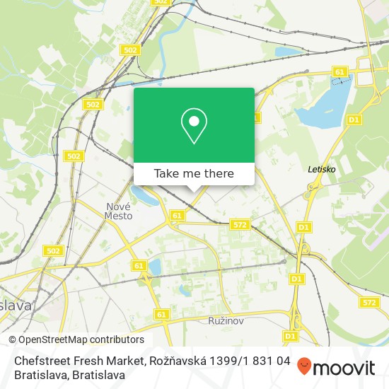 Chefstreet Fresh Market, Rožňavská 1399 / 1 831 04 Bratislava map