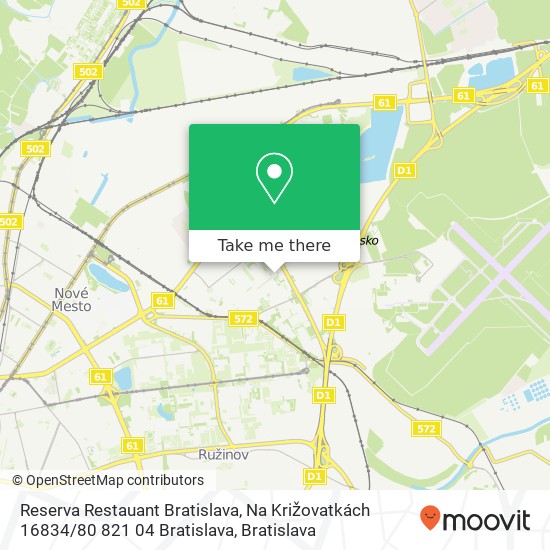 Reserva Restauant Bratislava, Na Križovatkách 16834 / 80 821 04 Bratislava map
