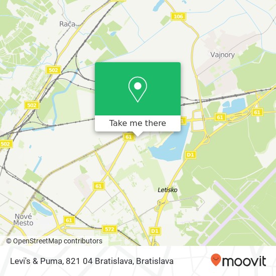 Levi's & Puma, 821 04 Bratislava map