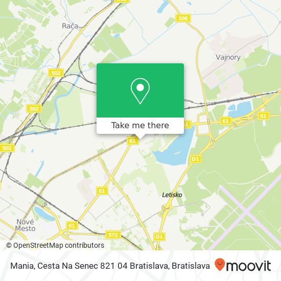 Mania, Cesta Na Senec 821 04 Bratislava map