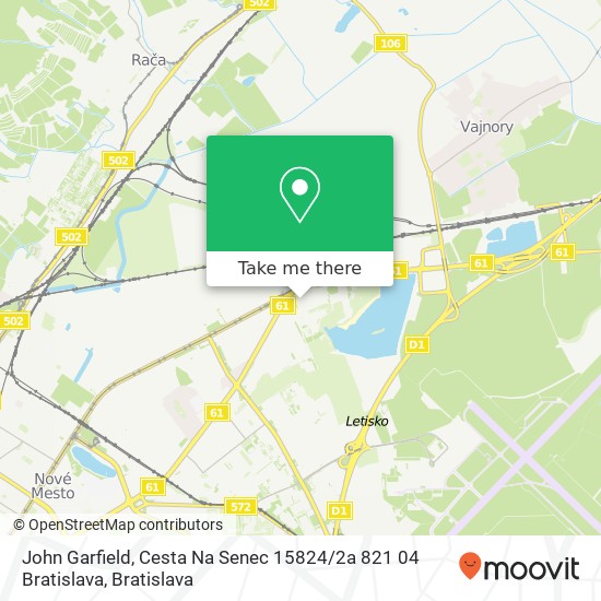 John Garfield, Cesta Na Senec 15824 / 2a 821 04 Bratislava map