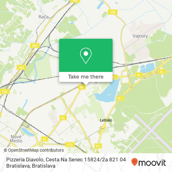 Pizzeria Diavolo, Cesta Na Senec 15824 / 2a 821 04 Bratislava map