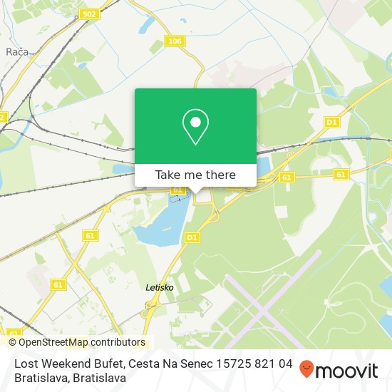 Lost Weekend Bufet, Cesta Na Senec 15725 821 04 Bratislava map