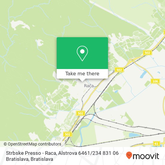 Strbske Presso - Raca, Alstrova 6461 / 234 831 06 Bratislava map