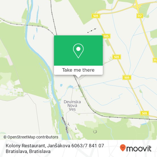 Kolony Restaurant, Janšákova 6063 / 7 841 07 Bratislava map