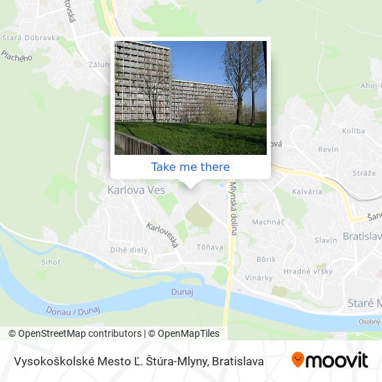 Vysokoškolské Mesto Ľ. Štúra-Mlyny map