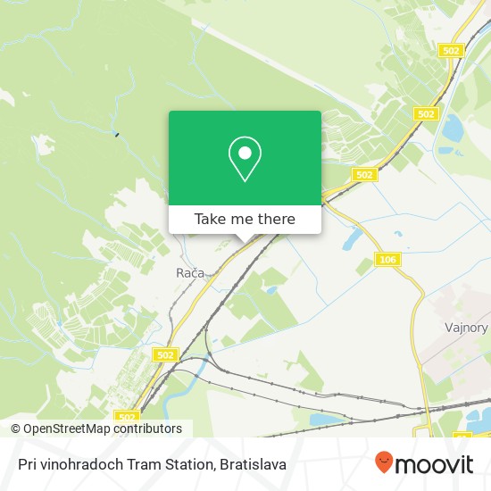 Pri vinohradoch Tram Station map