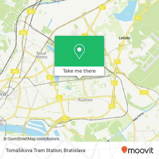 Tomášikova Tram Station map