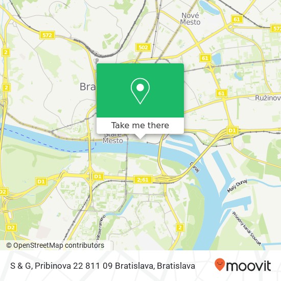 S & G, Pribinova 22 811 09 Bratislava map