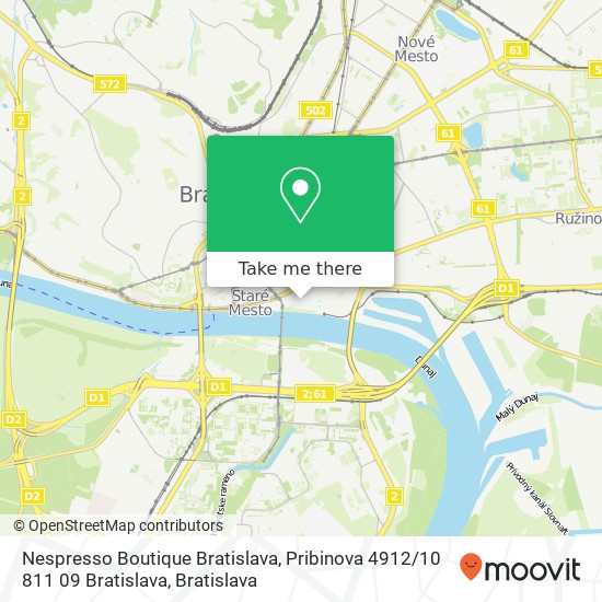 Nespresso Boutique Bratislava, Pribinova 4912 / 10 811 09 Bratislava map