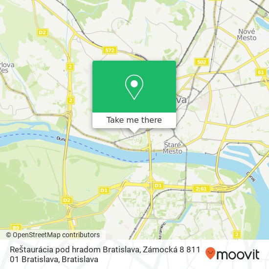 Reštaurácia pod hradom Bratislava, Zámocká 8 811 01 Bratislava map