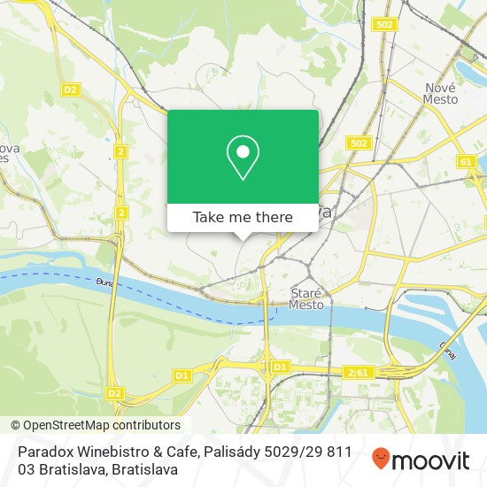 Paradox Winebistro & Cafe, Palisády 5029 / 29 811 03 Bratislava map