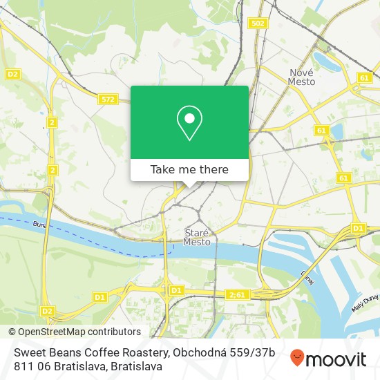 Sweet Beans Coffee Roastery, Obchodná 559 / 37b 811 06 Bratislava map