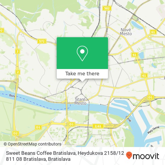 Sweet Beans Coffee Bratislava, Heydukova 2158 / 12 811 08 Bratislava map