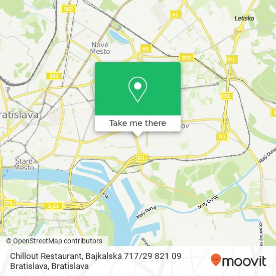 Chillout Restaurant, Bajkalská 717 / 29 821 09 Bratislava map