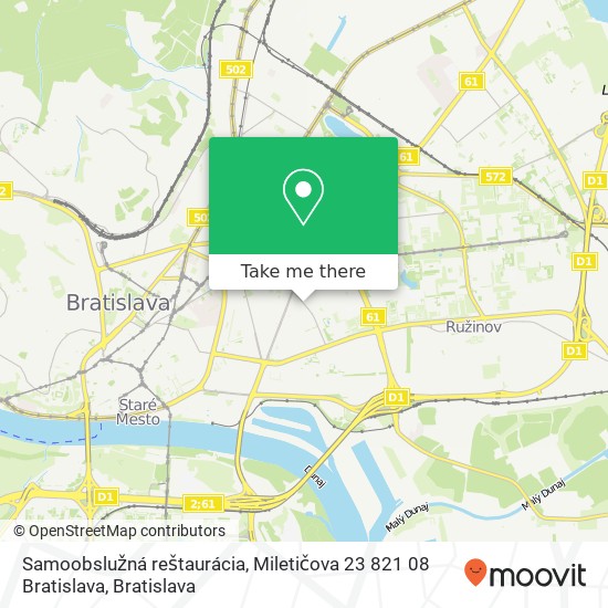 Samoobslužná reštaurácia, Miletičova 23 821 08 Bratislava map
