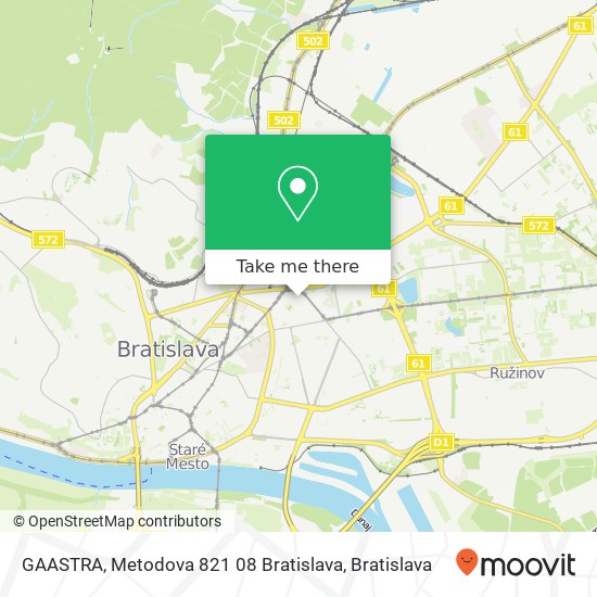 GAASTRA, Metodova 821 08 Bratislava map