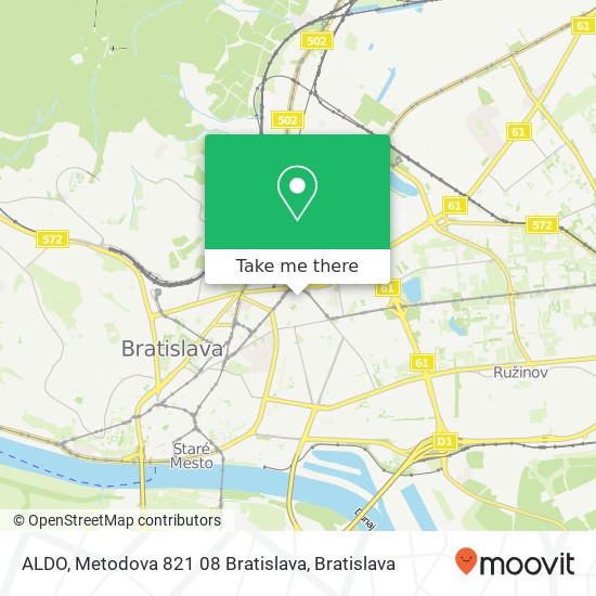 ALDO, Metodova 821 08 Bratislava map