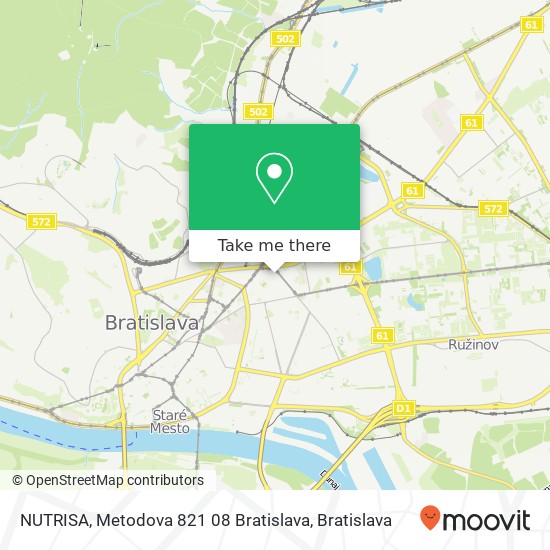 NUTRISA, Metodova 821 08 Bratislava map