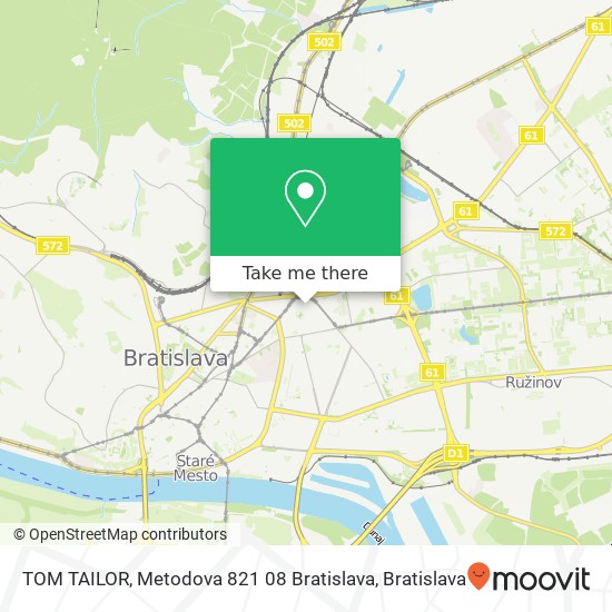 TOM TAILOR, Metodova 821 08 Bratislava map