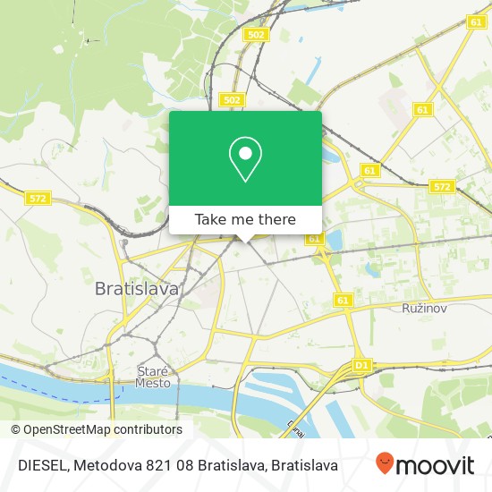 DIESEL, Metodova 821 08 Bratislava map