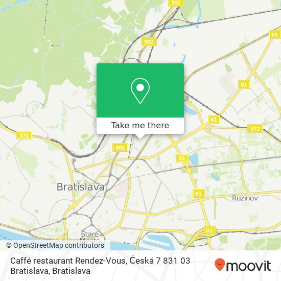 Caffé restaurant Rendez-Vous, Česká 7 831 03 Bratislava map