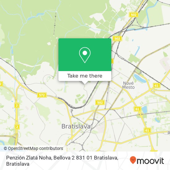 Penzión Zlatá Noha, Bellova 2 831 01 Bratislava map