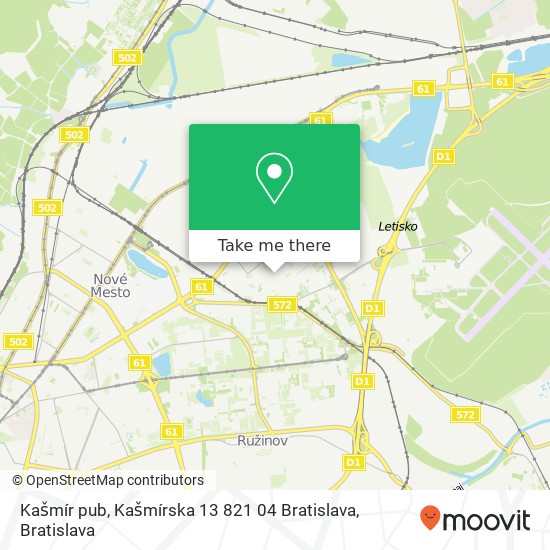 Kašmír pub, Kašmírska 13 821 04 Bratislava map