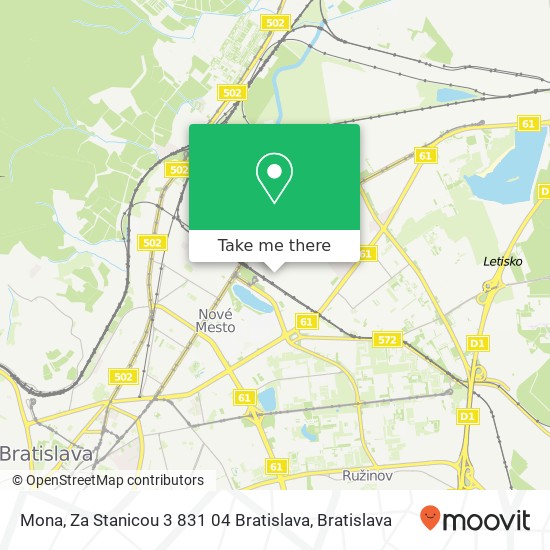 Mona, Za Stanicou 3 831 04 Bratislava map