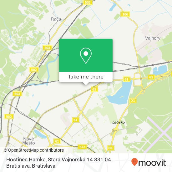 Hostinec Hamka, Stará Vajnorská 14 831 04 Bratislava map