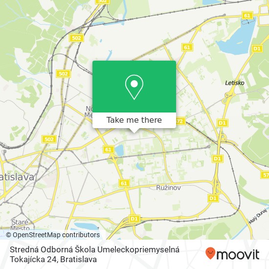 Stredná Odborná Škola Umeleckopriemyselná Tokajícka 24 map