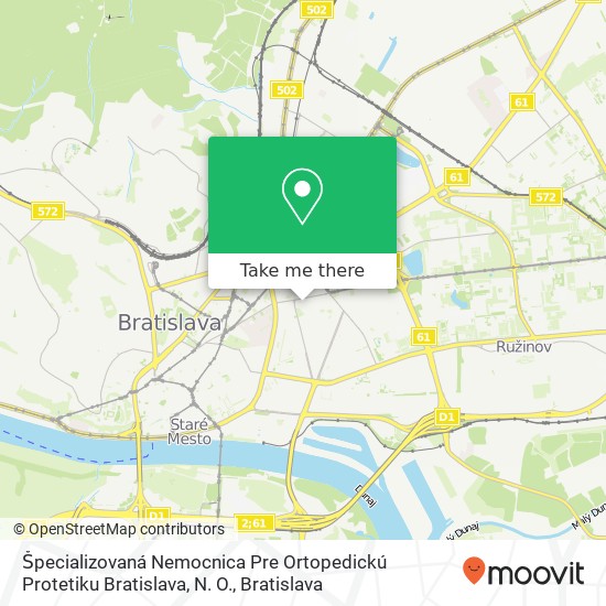 Špecializovaná Nemocnica Pre Ortopedickú Protetiku Bratislava, N. O. map