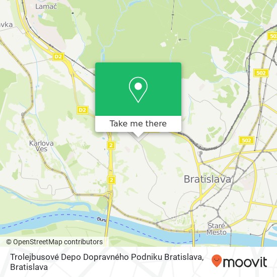 Trolejbusové Depo Dopravného Podniku Bratislava map