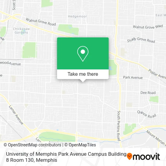 University of Memphis Park Avenue Campus Building 8 Room 130 map