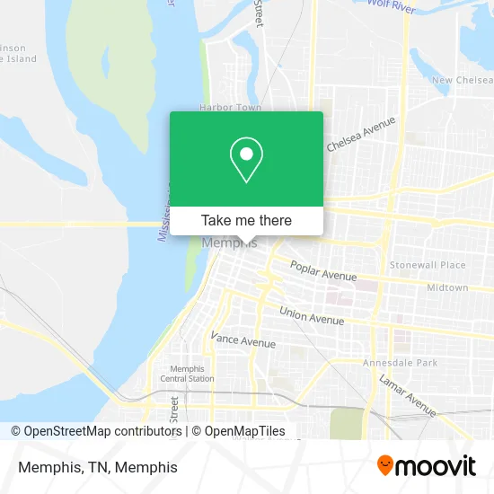 Mapa de Memphis, TN