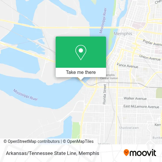 Arkansas/Tennessee State Line map