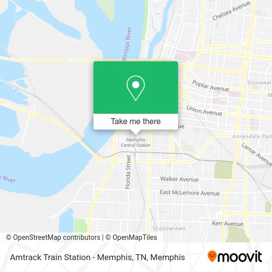 Mapa de Amtrack Train Station  - Memphis, TN
