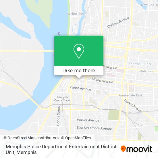 Mapa de Memphis Police Department Entertainment District Unit